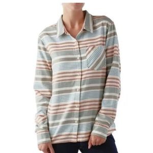 Patagonia Haywood flannel pinyon stripes button down women’s size 10 organic cot